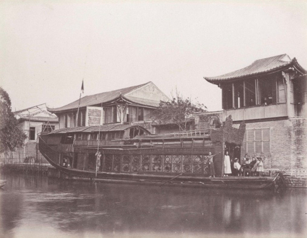 圖二　1880年廣州的花尾渡。 （資料來源：維基共享資源，公有領域）